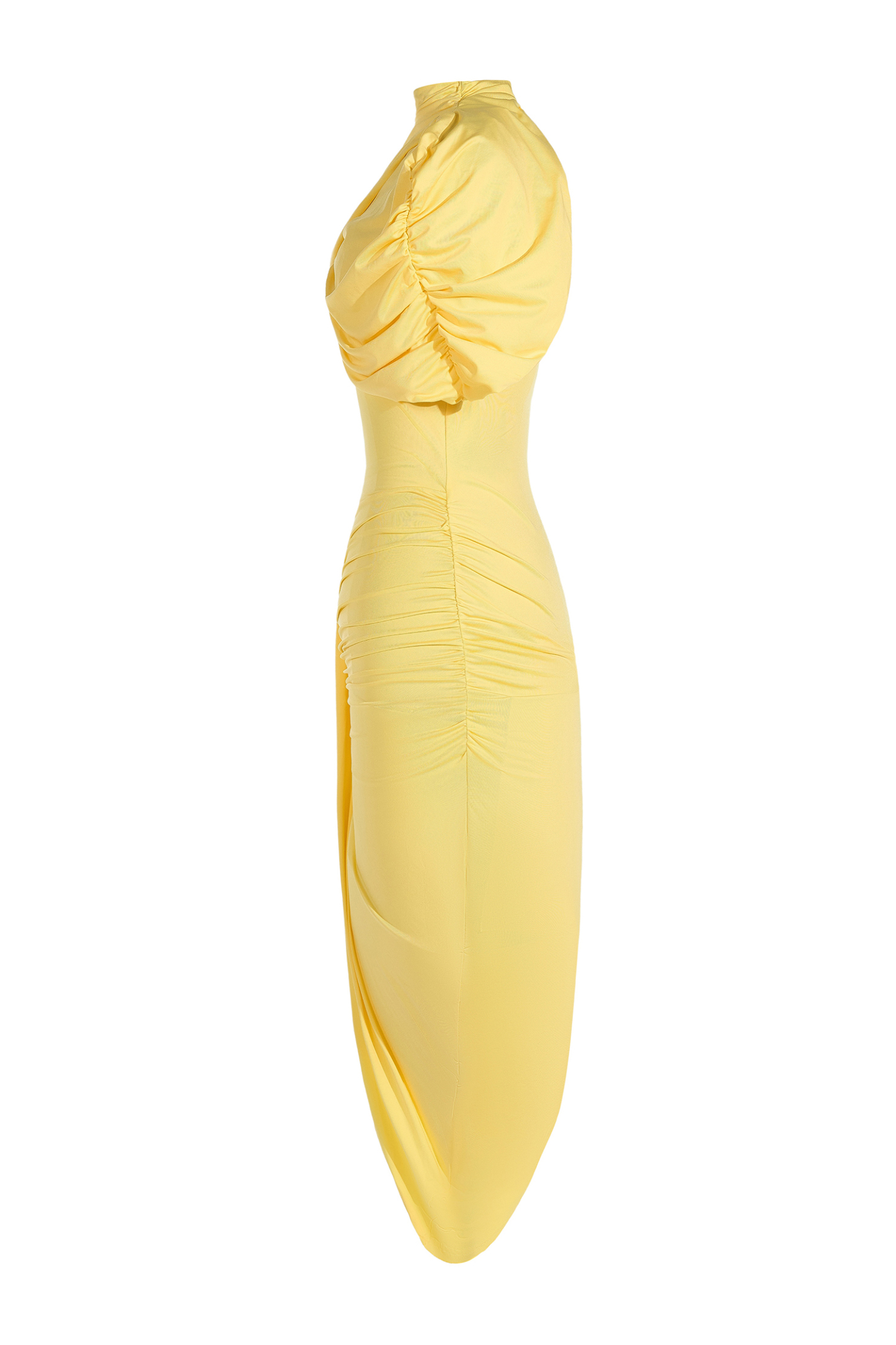 Asymmetric Twisted Cape Midi Dress