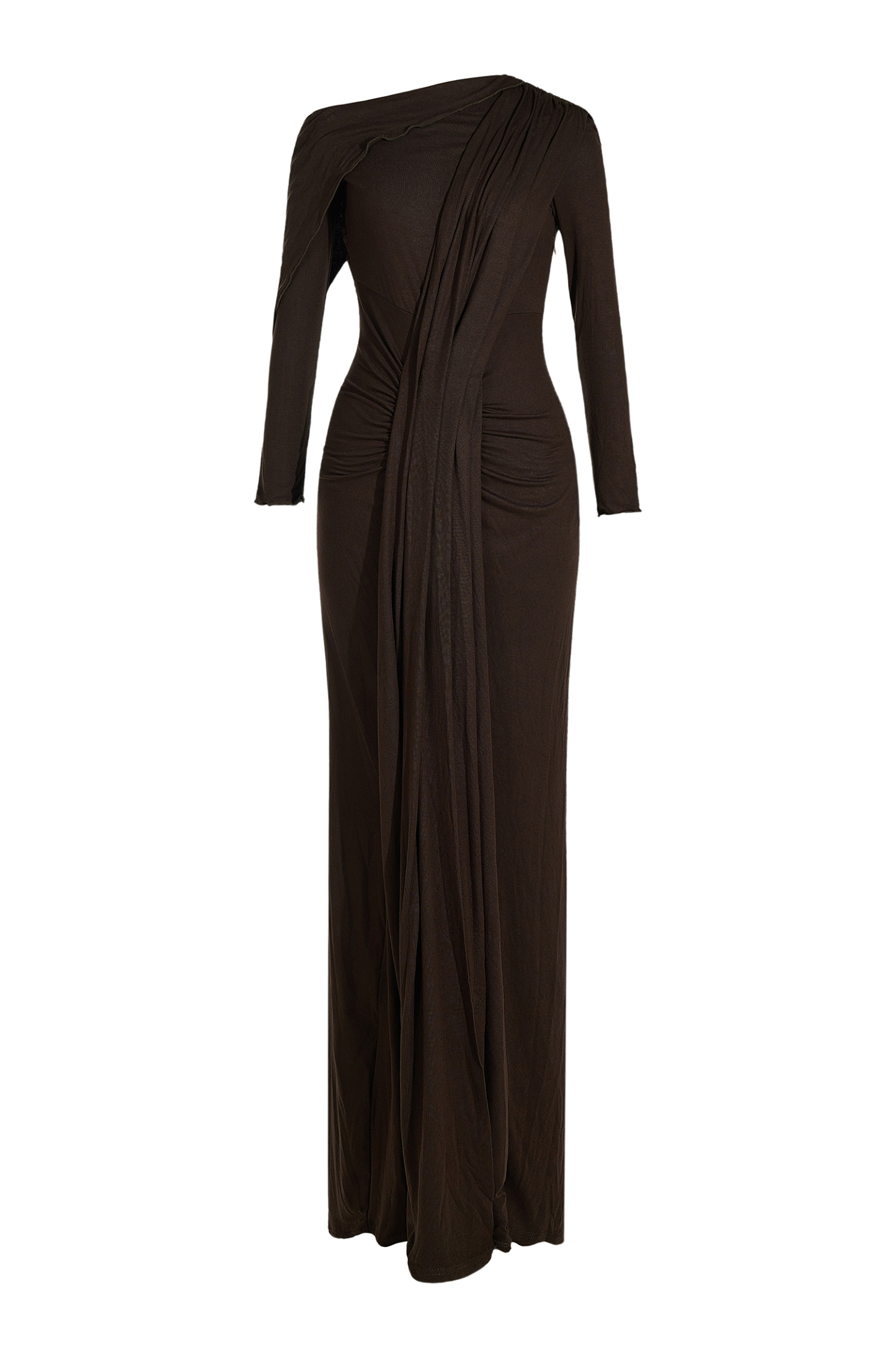 Skew Collar Jersey Split Midi Dress