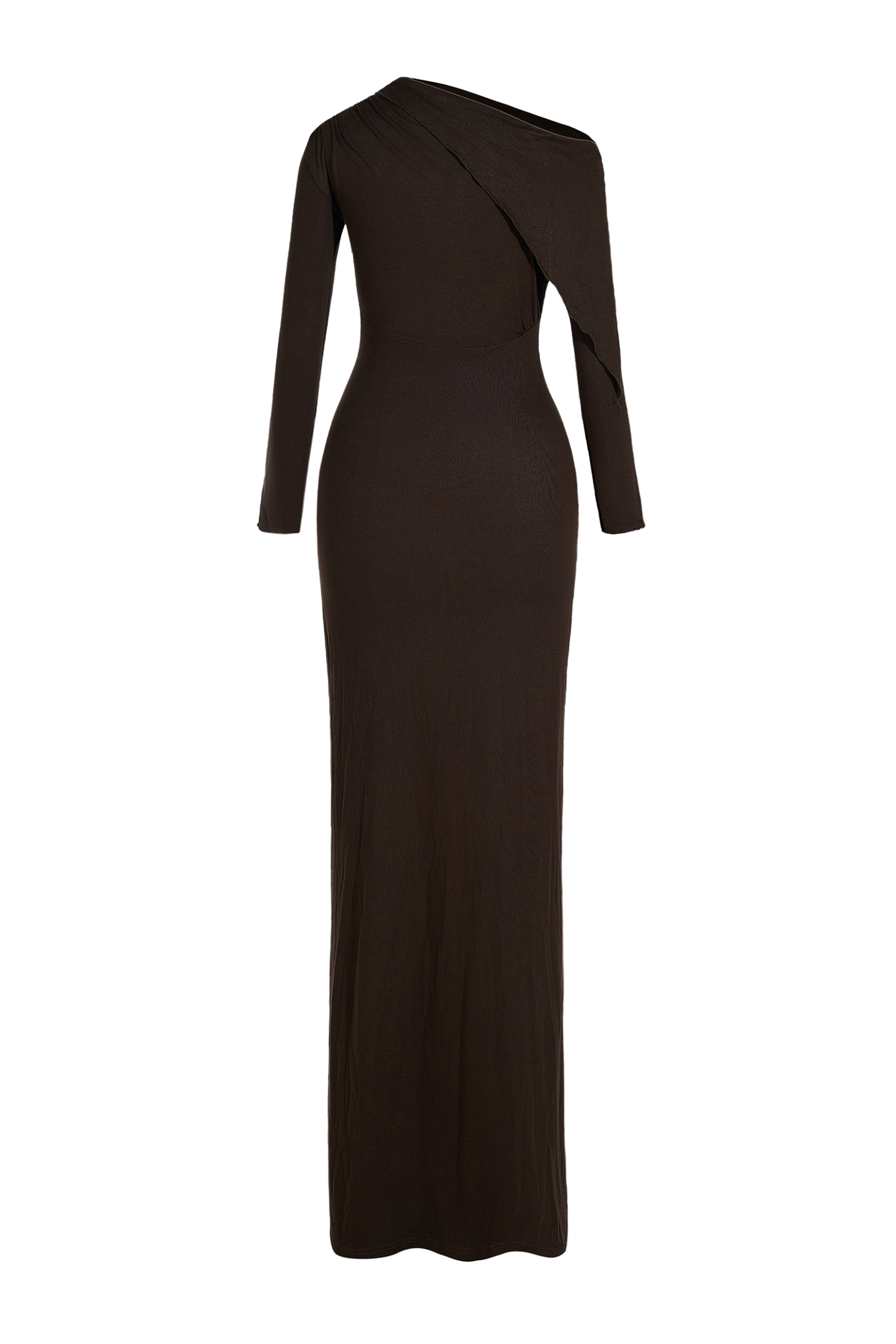 Skew Collar Jersey Split Midi Dress