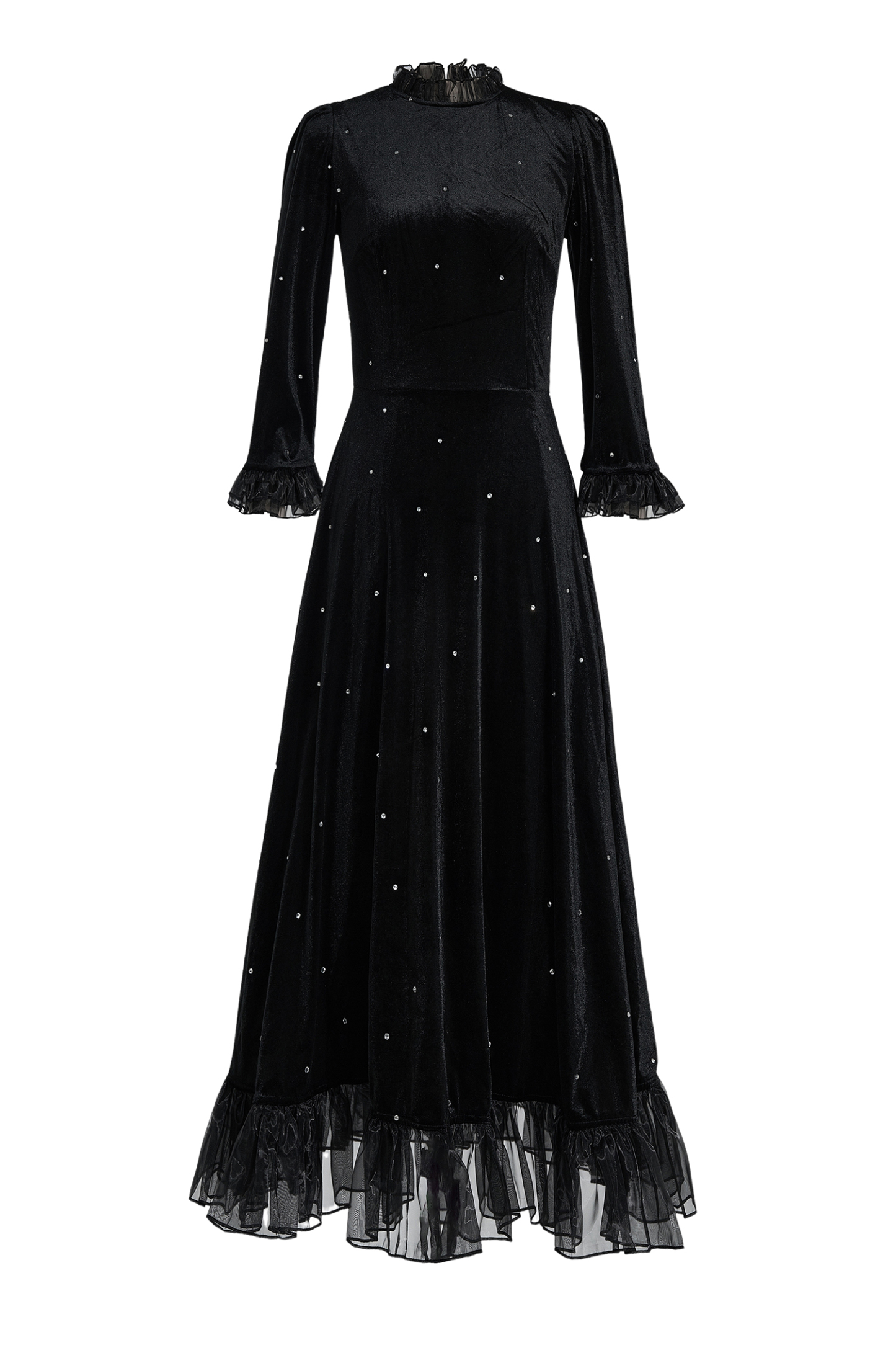 Velvet Mid Sleeve Maxi Dress