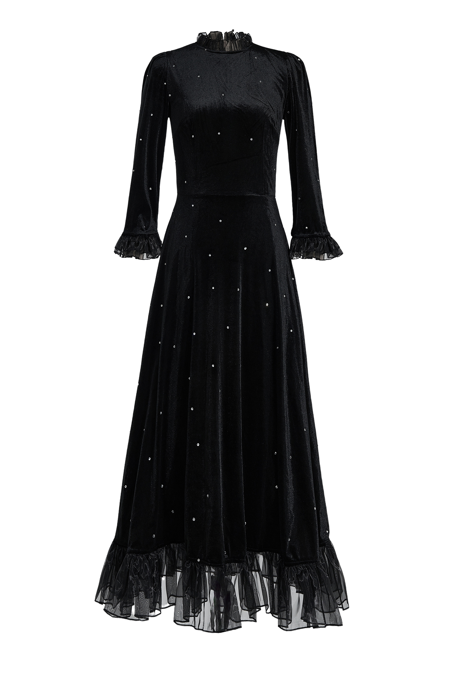 Velvet Mid Sleeve Maxi Dress