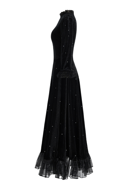 Velvet Mid Sleeve Maxi Dress