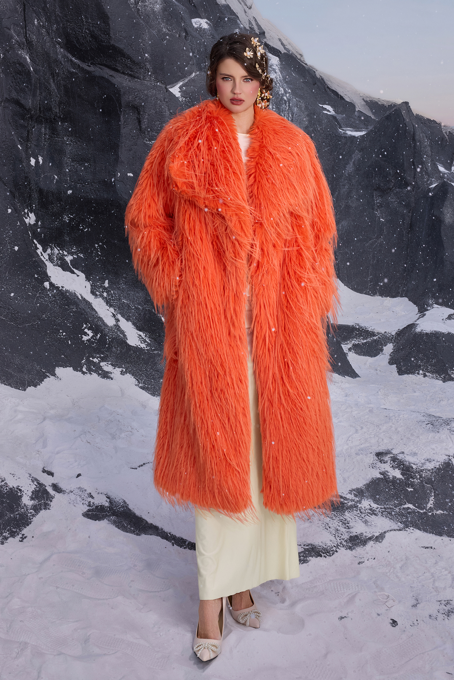 Tassel Faux Fur Fabric Solid Coat