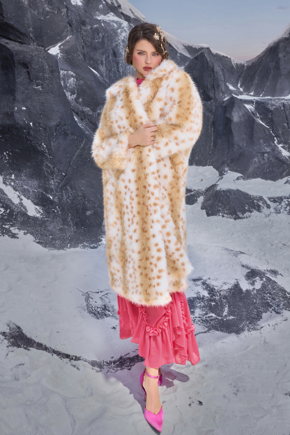 Faux Fur Fabric Long Sleeve Coat