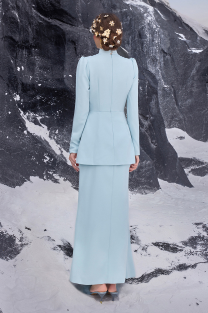 Solid Stand Collar Rhinestone Maxi Dress