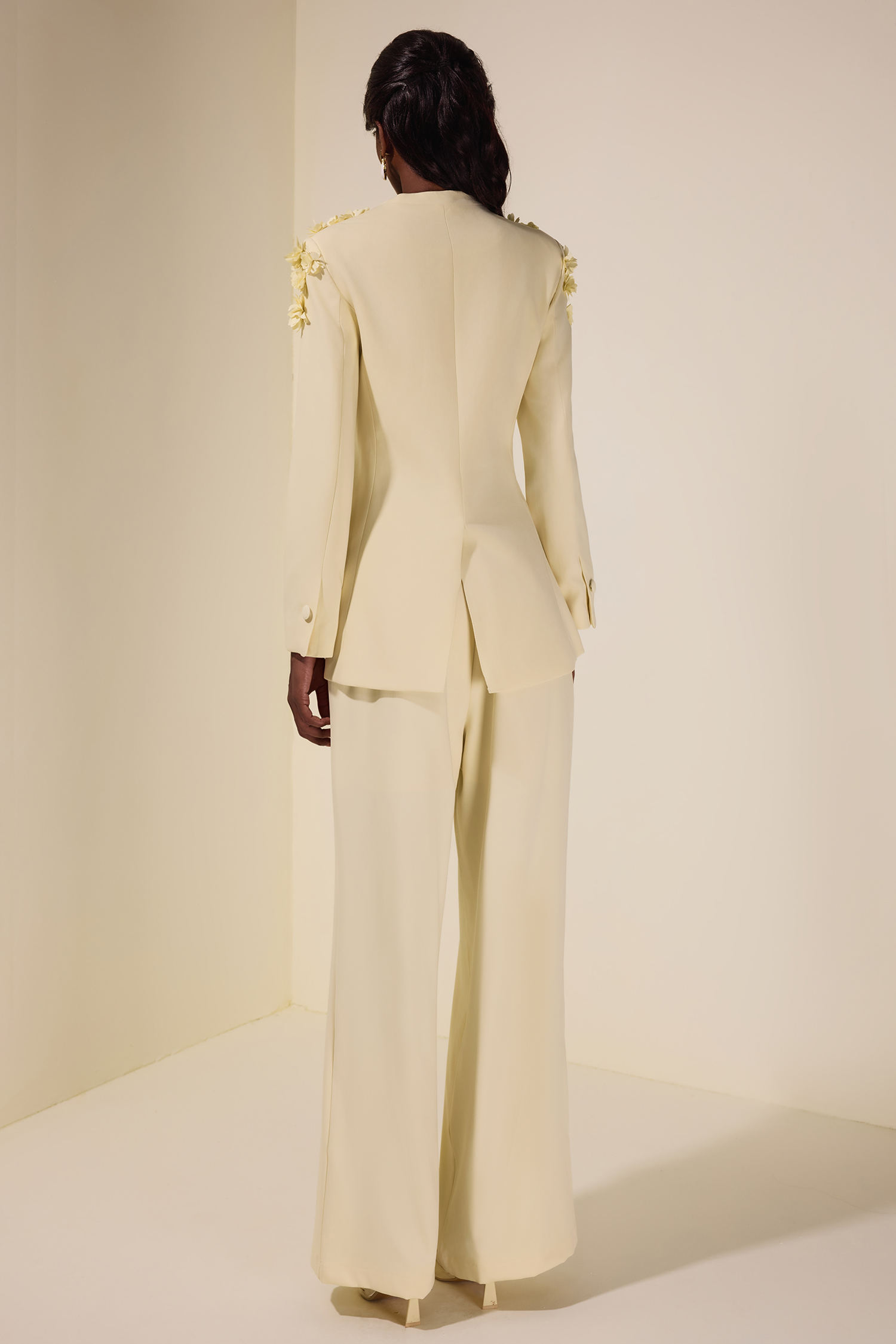 3D Flower V-Neck Top &  Loose Pants Set