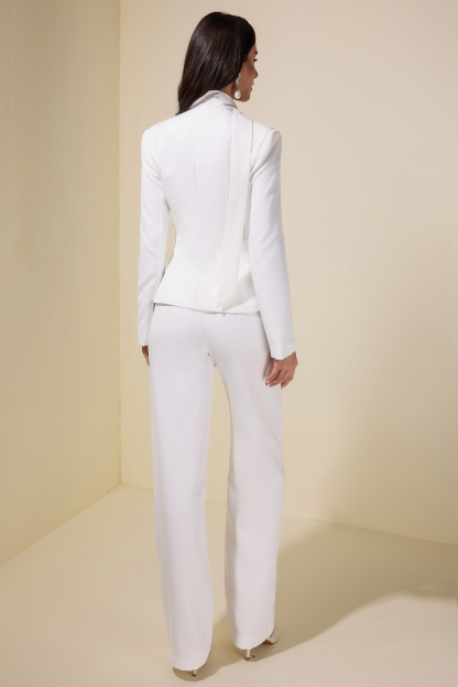 Solid Button Blazer & Pants Set