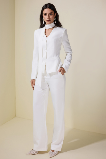 Solid Button Blazer & Pants Set