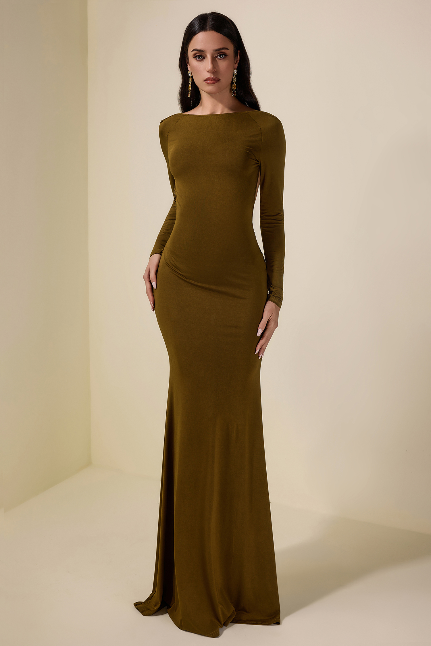 Jersey Backless Knotted Maxi Dress