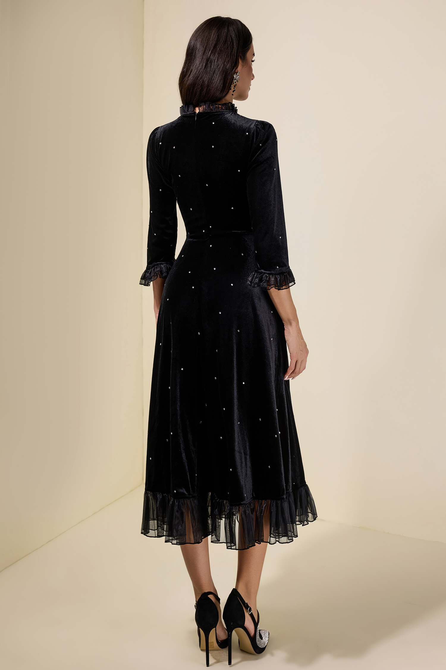 Velvet Mid Sleeve Maxi Dress