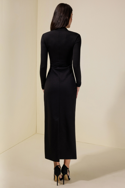 Lace Splicing Long Sleeve Maxi Dress