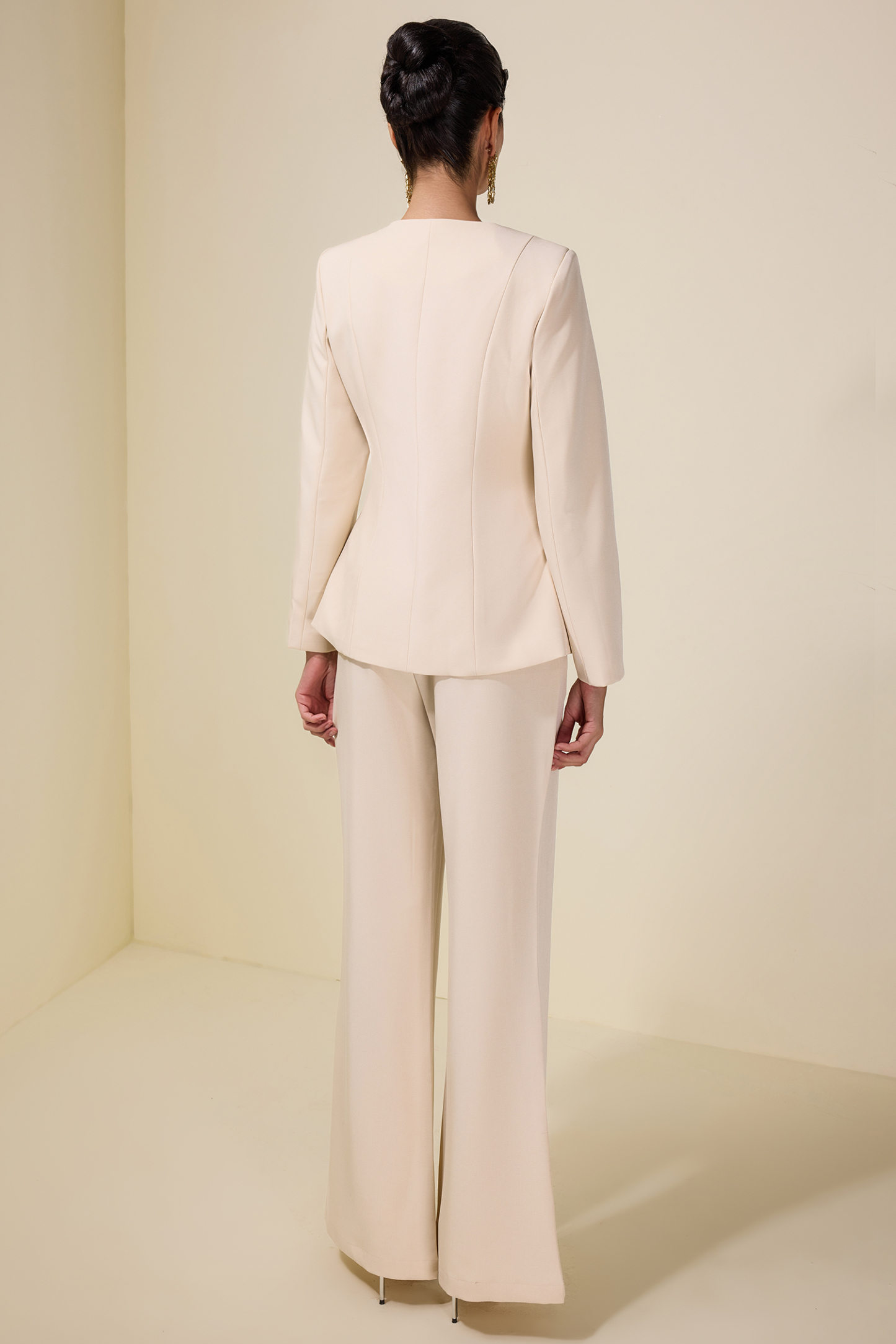 Metal Button Long Sleeve Top & Pants Set