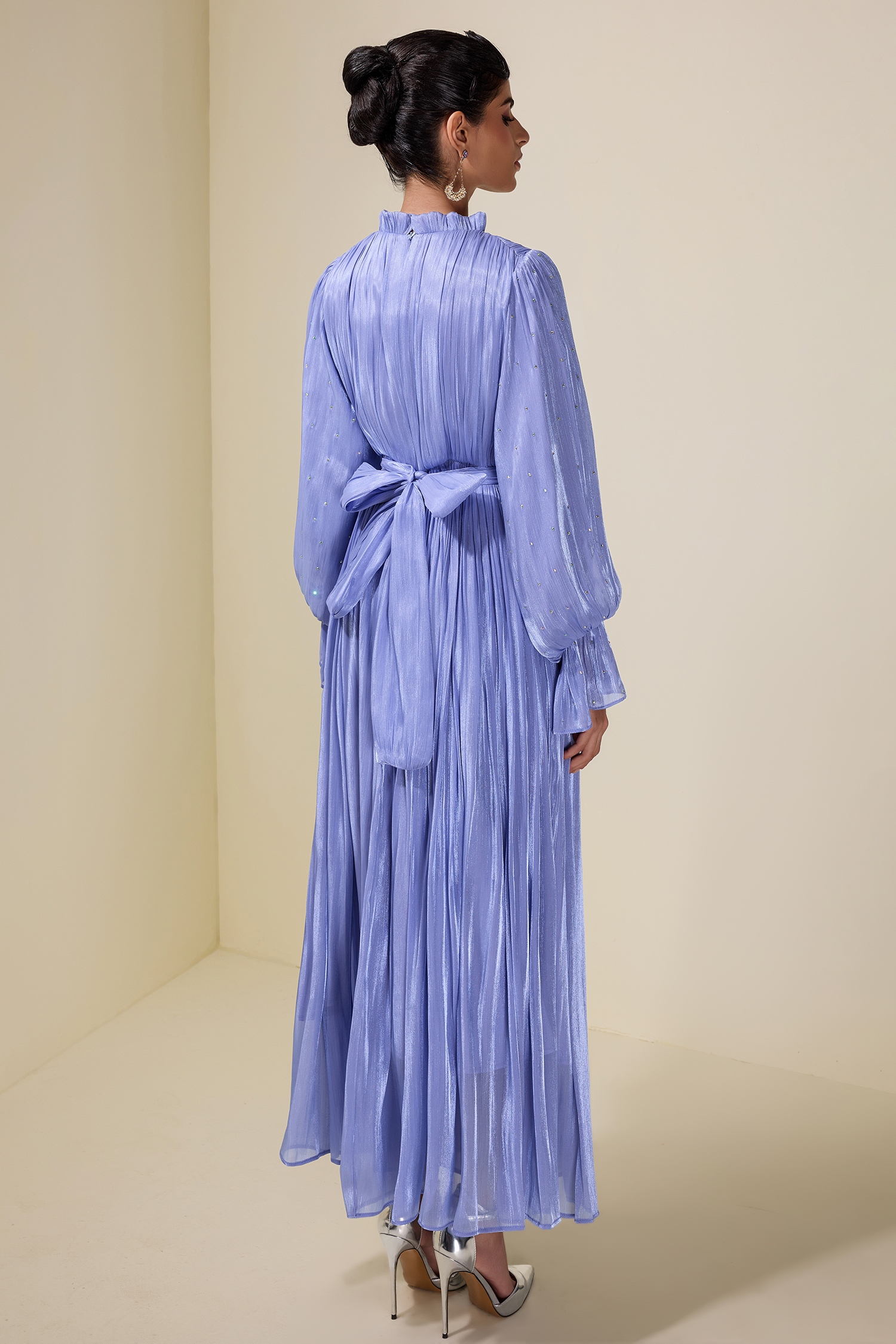 3D Flower Rhinestone Rivets Midi Dress