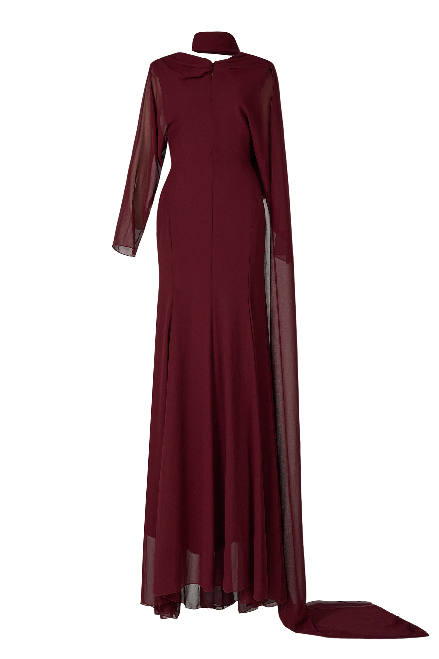 Chiffon Knotted Maxi Dress With Scarf