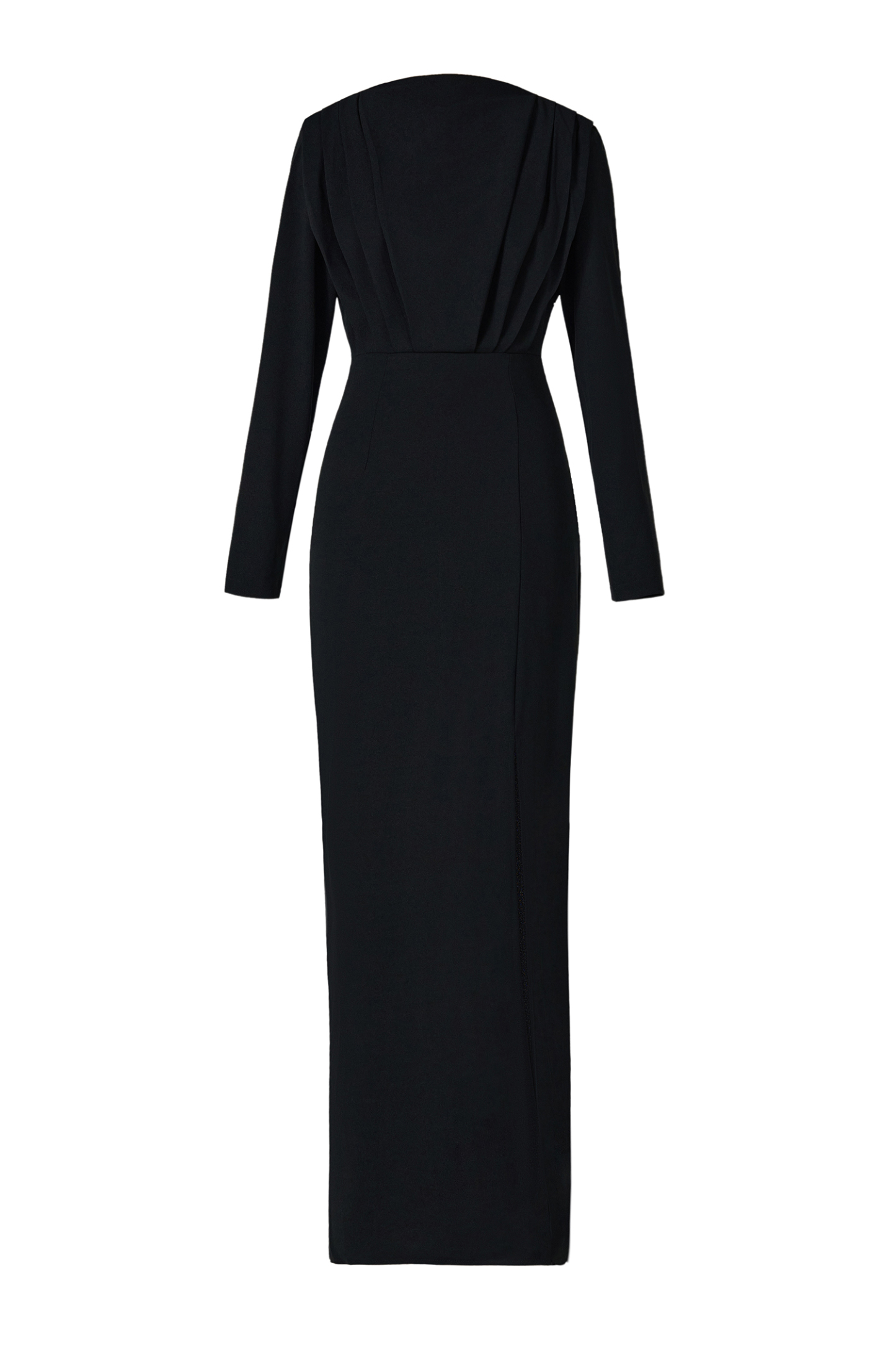 Solid High Split Long Sleeve Midi Dress