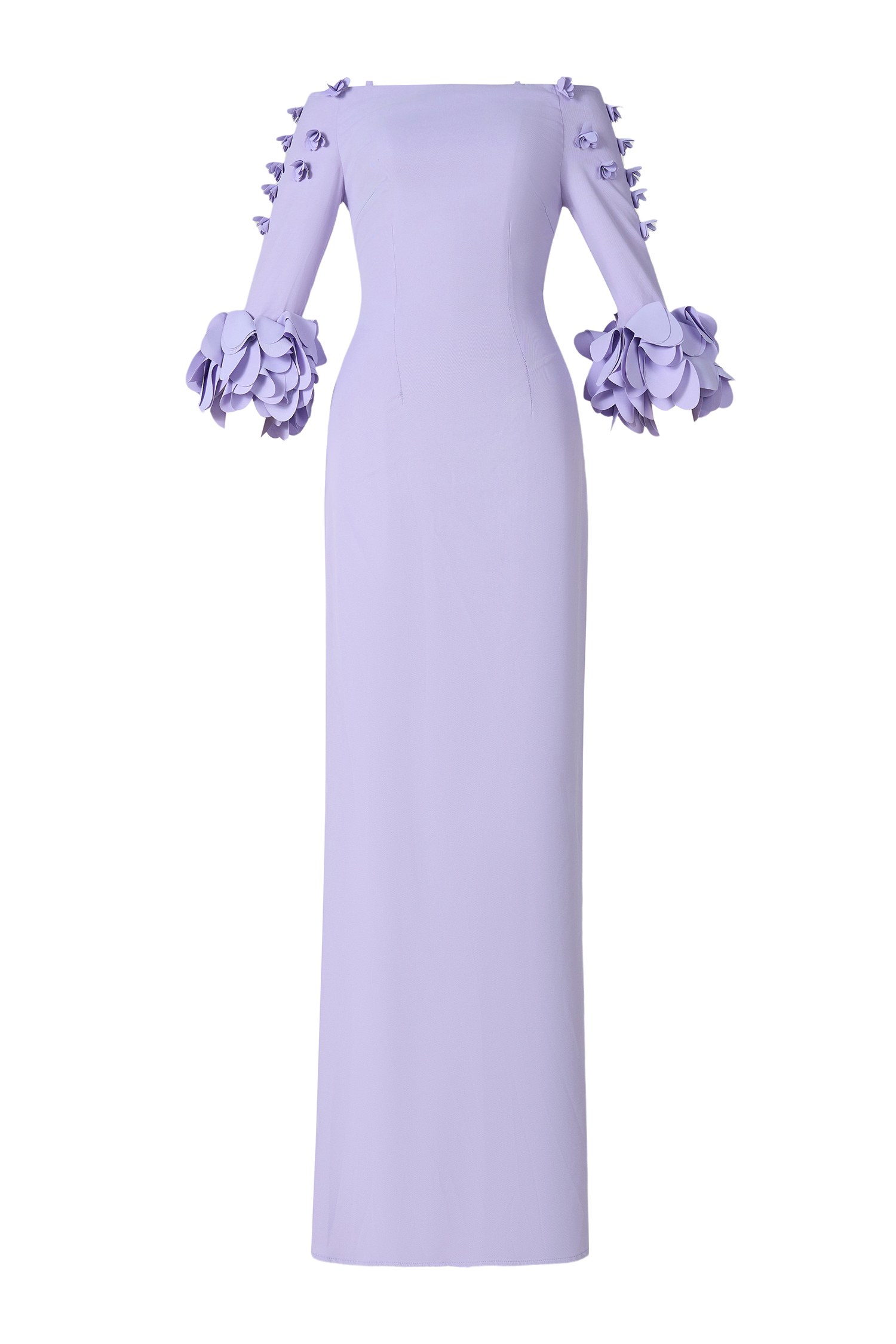 Solid 3D Flower One-Shoulder Maxi Dress