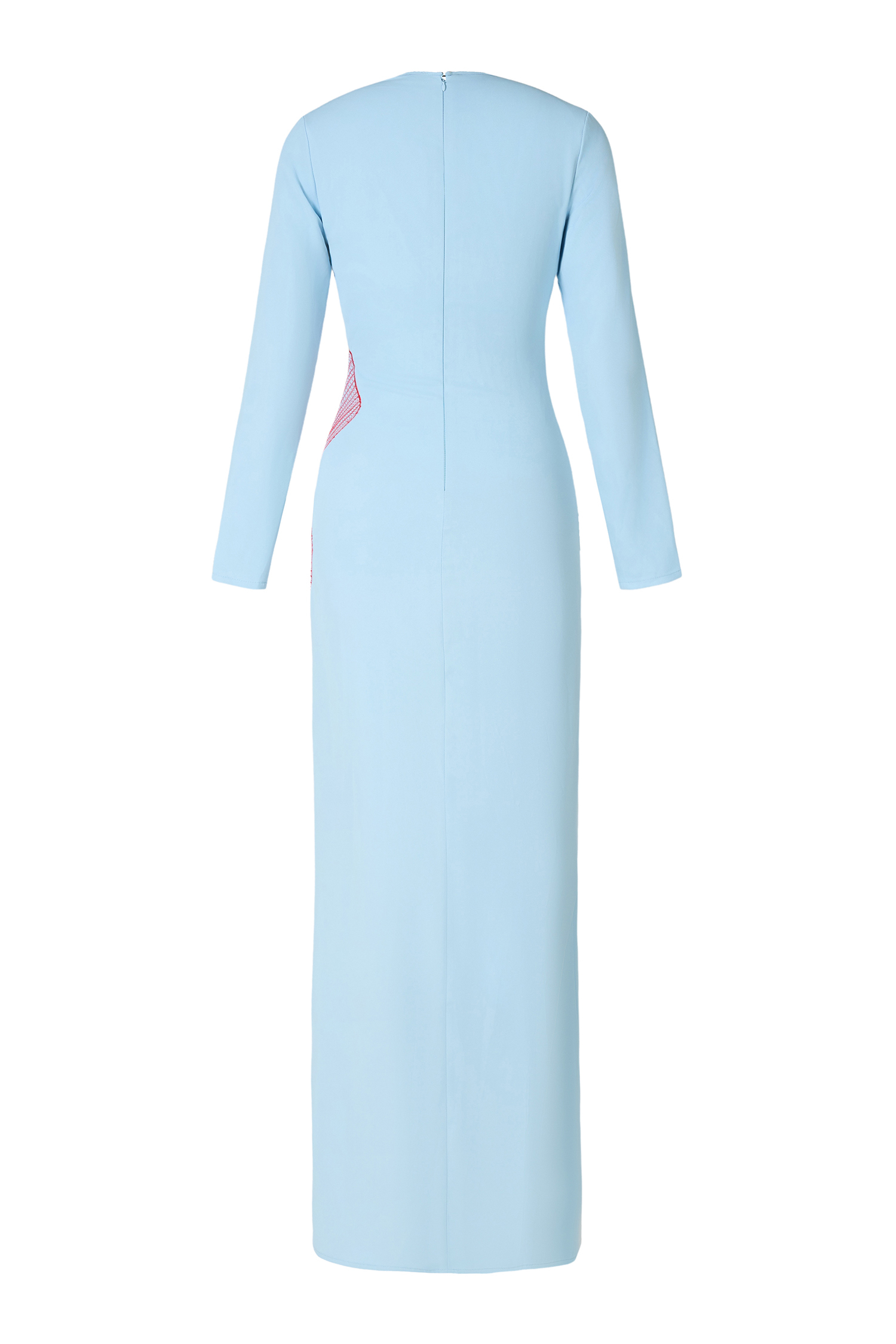 Embroidered Cut-Out Long Sleeve Maxi Dress