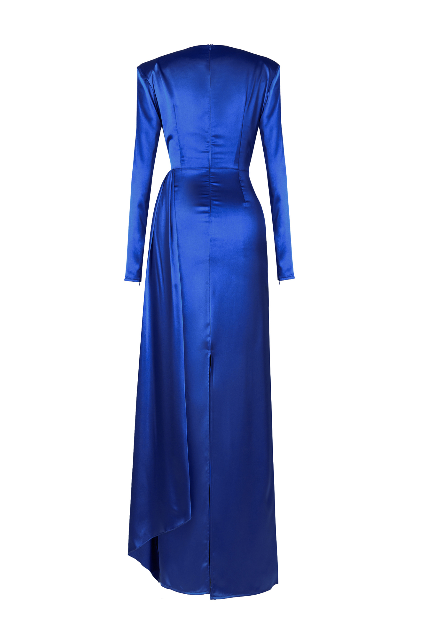 Satin Solid Long Sleeve Midi Dress