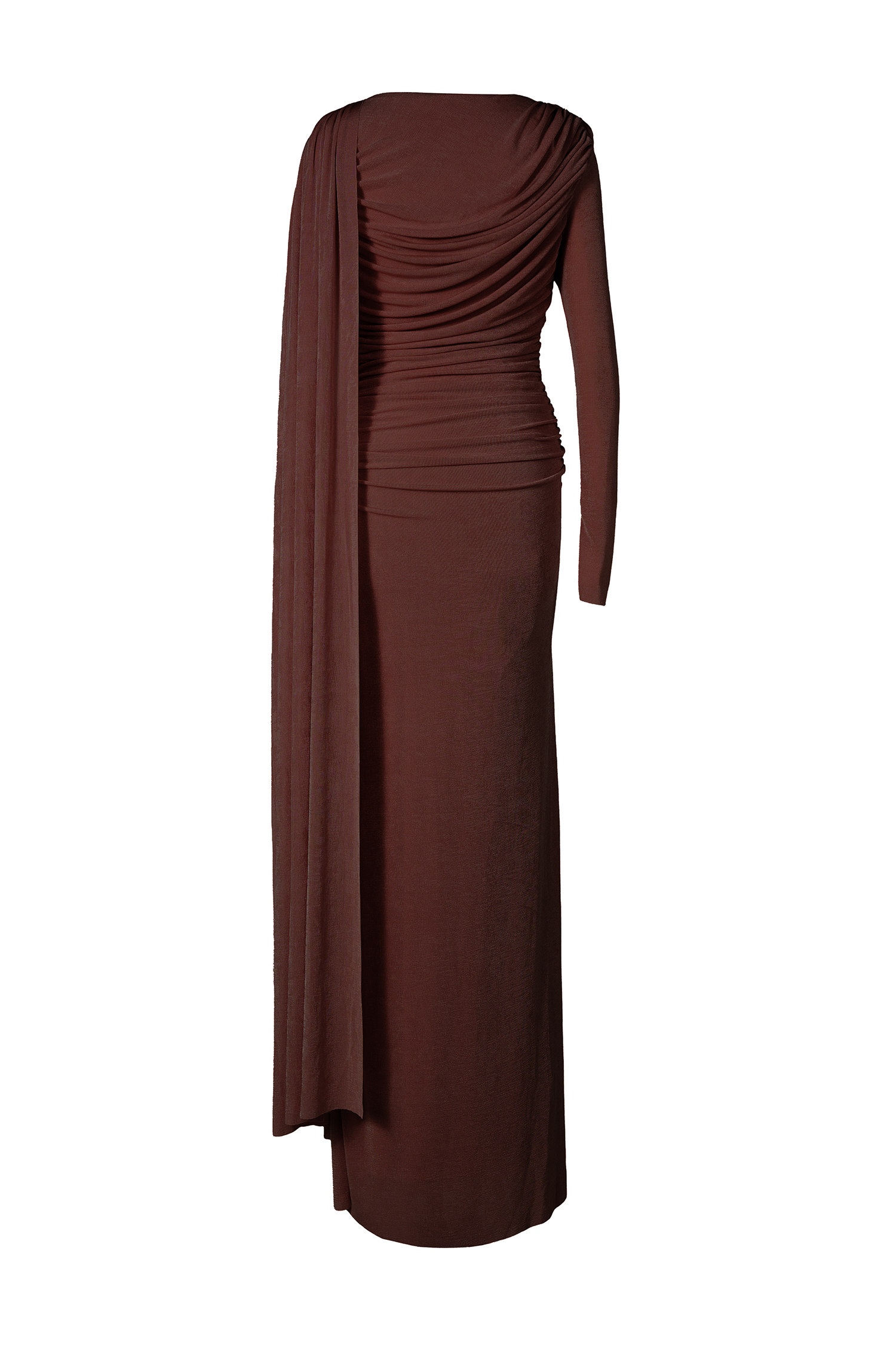 Solid Gathering Metal Button Cape Sleeve Maxi Dress