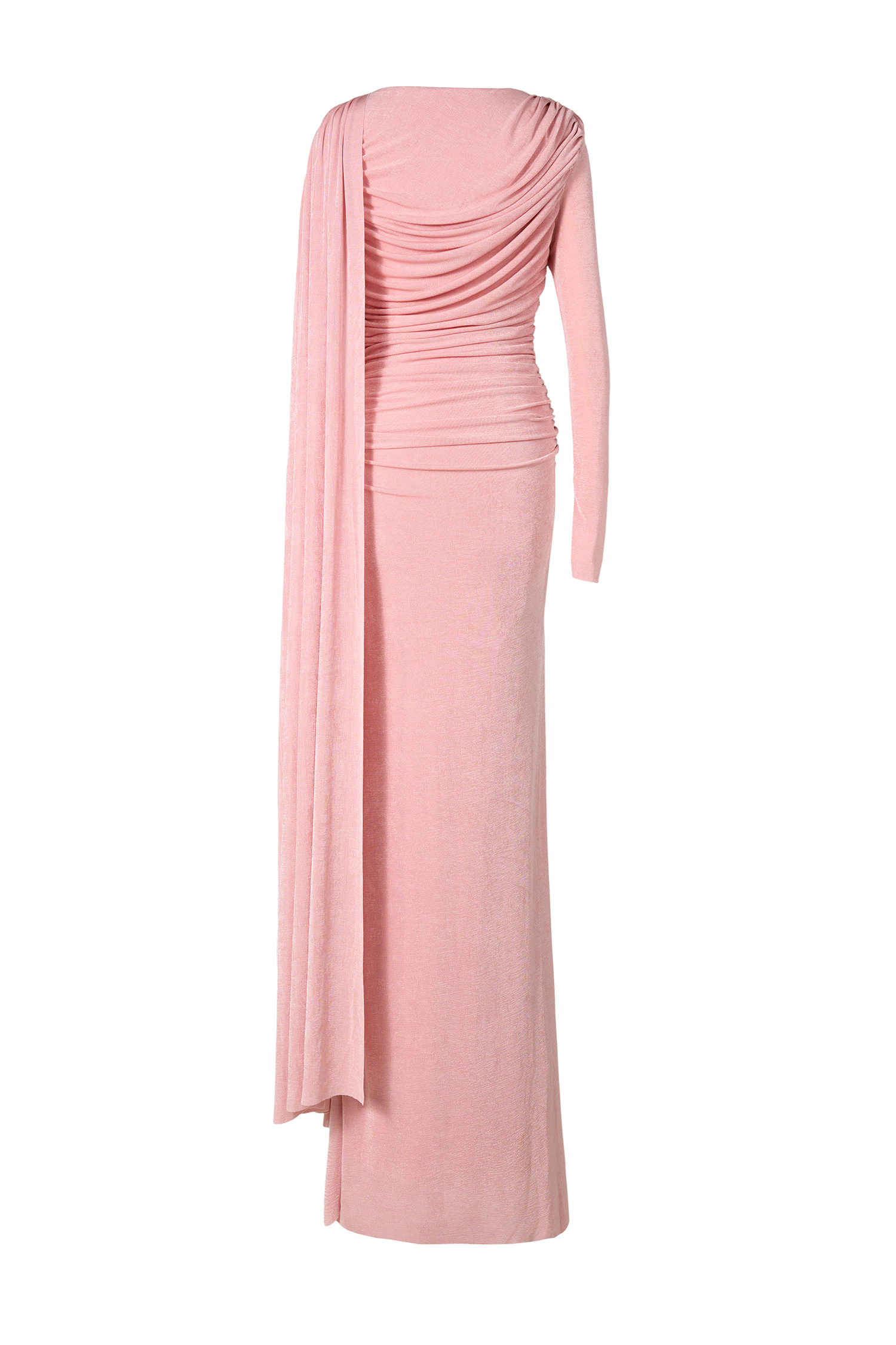 Solid Gathering Metal Button Cape Sleeve Maxi Dress