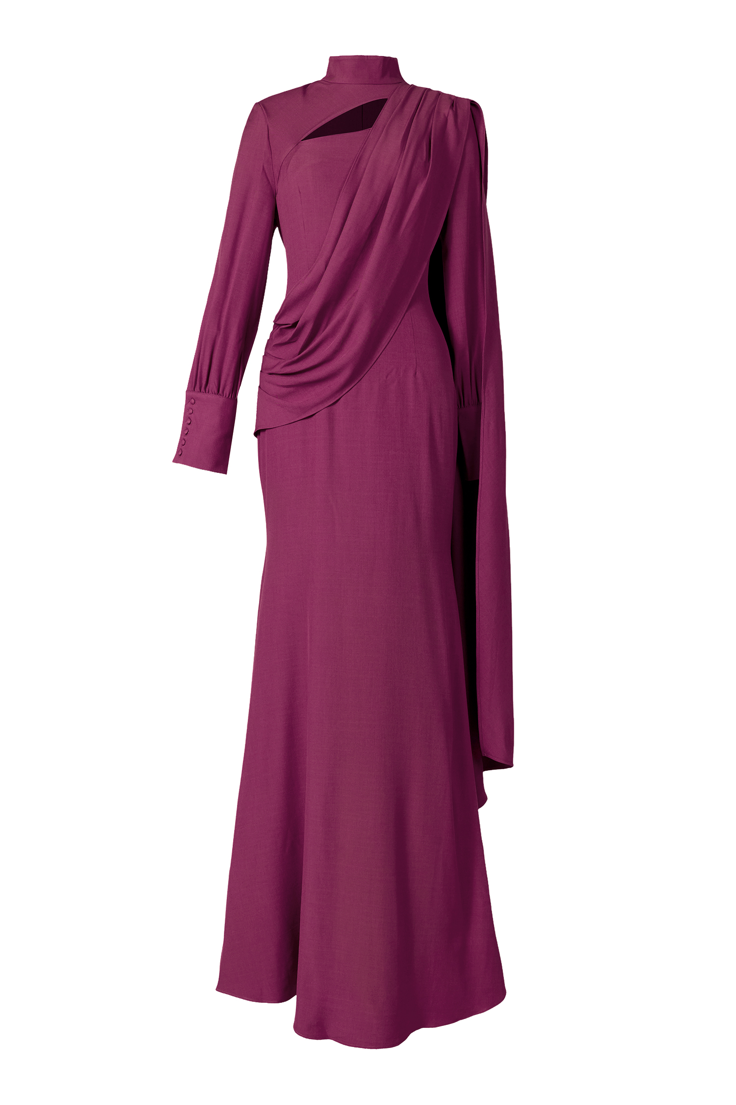 Solid Cut-Out Ruched Maxi Dress