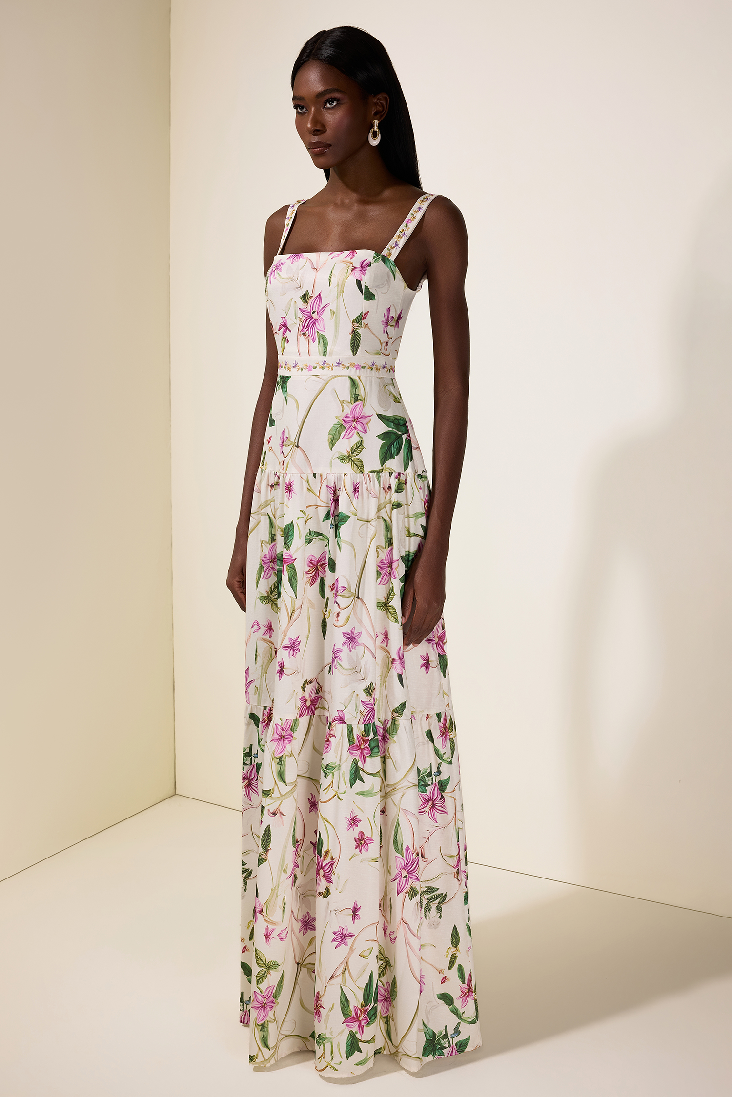 Embroidered Floral Slip Maxi Dress