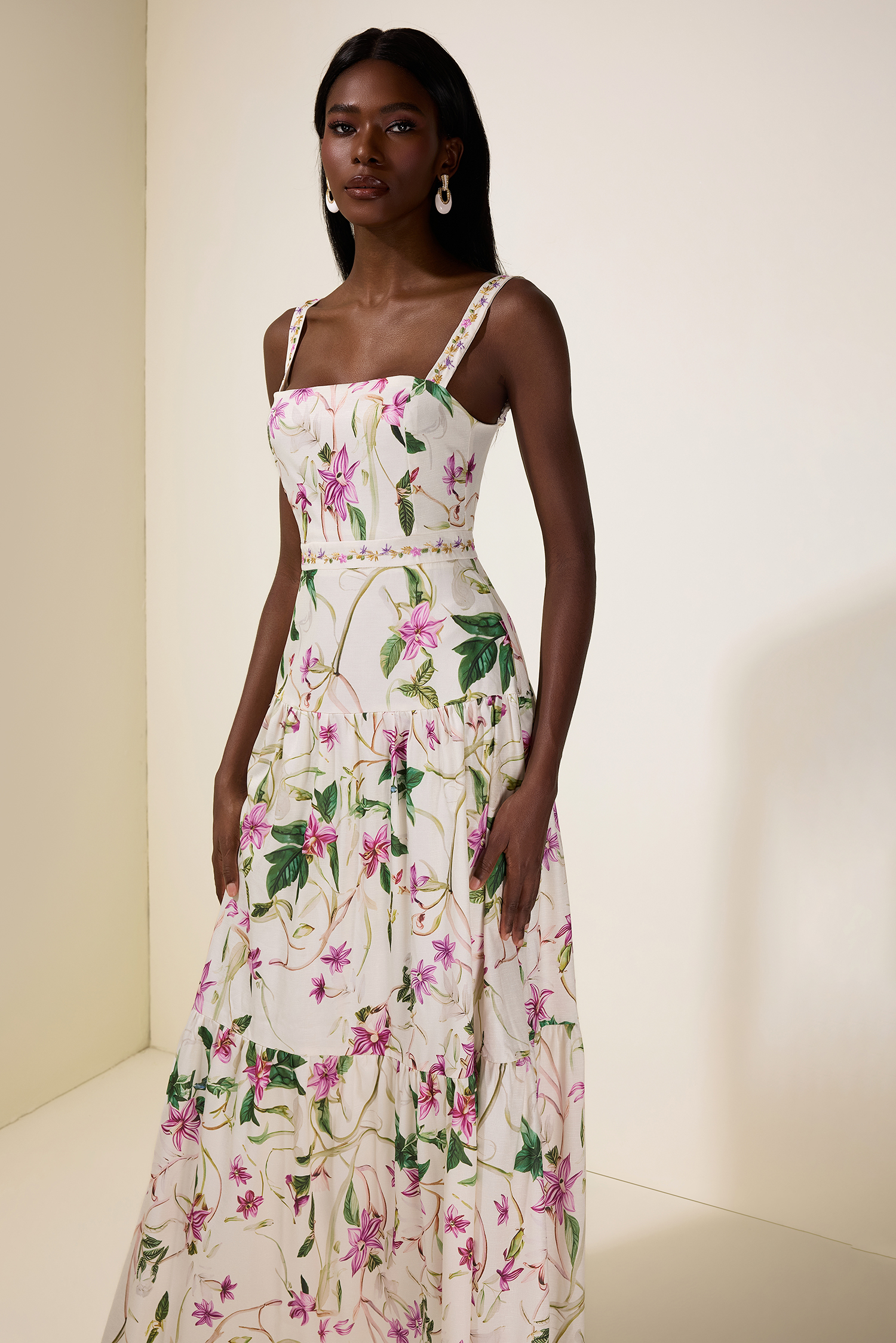 Embroidered Floral Slip Maxi Dress
