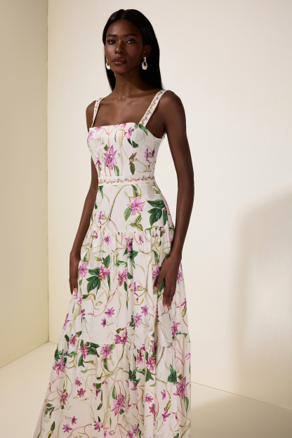Embroidered Floral Slip Maxi Dress