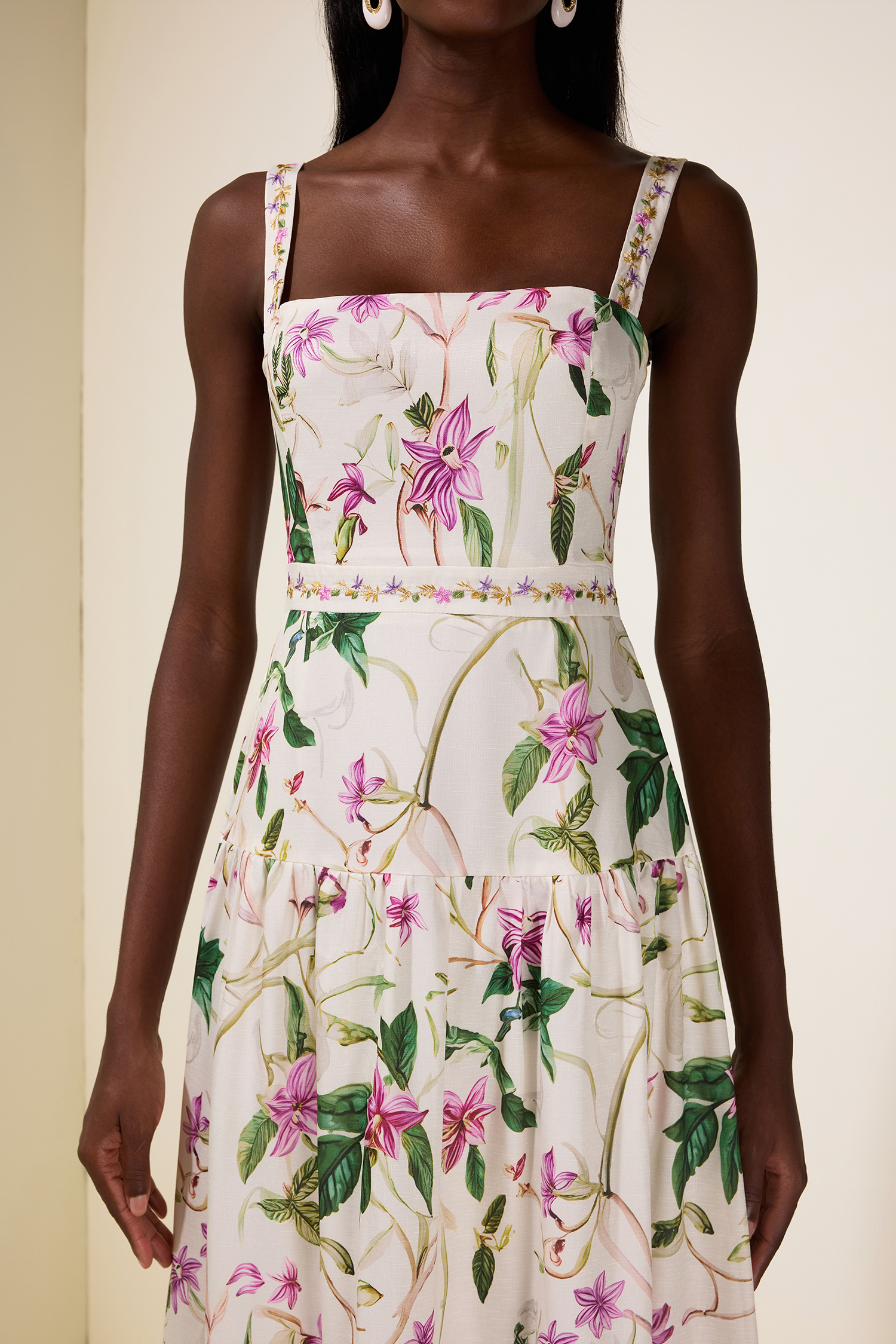 Embroidered Floral Slip Maxi Dress