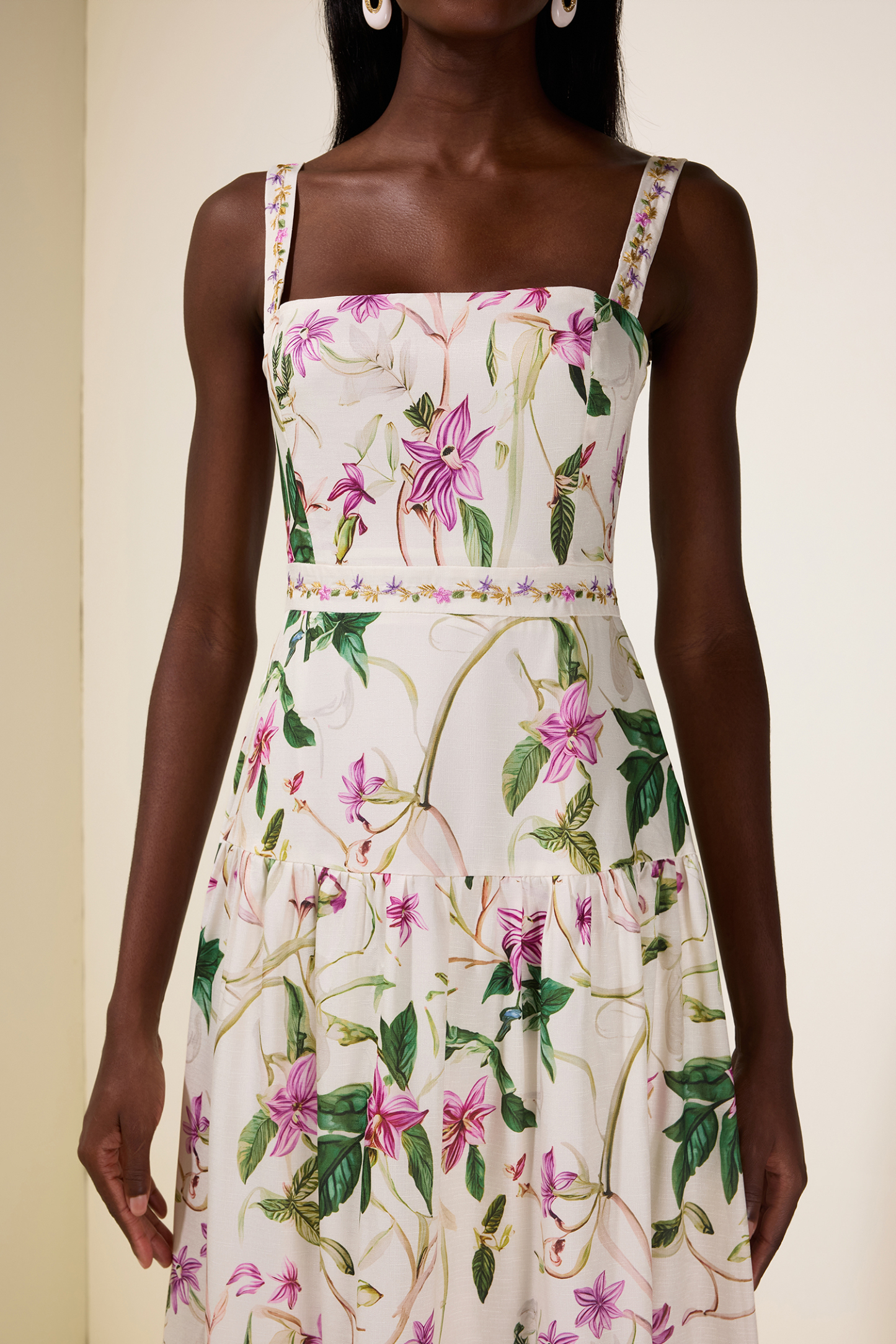 Embroidered Floral Slip Maxi Dress