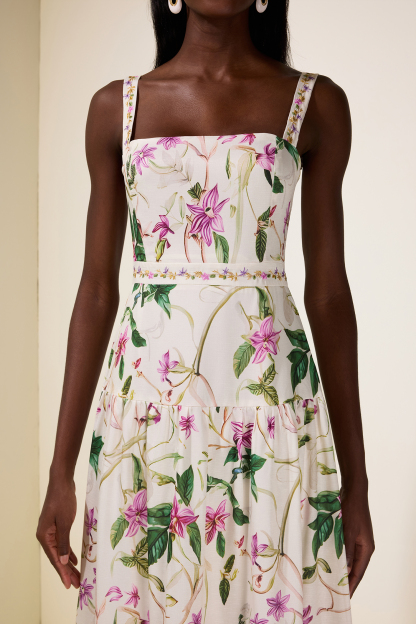 Embroidered Floral Slip Maxi Dress