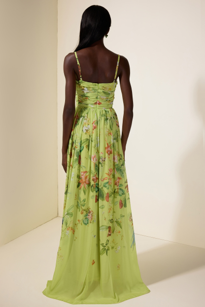 Chiffon Floral Sleeveless Maxi Dress