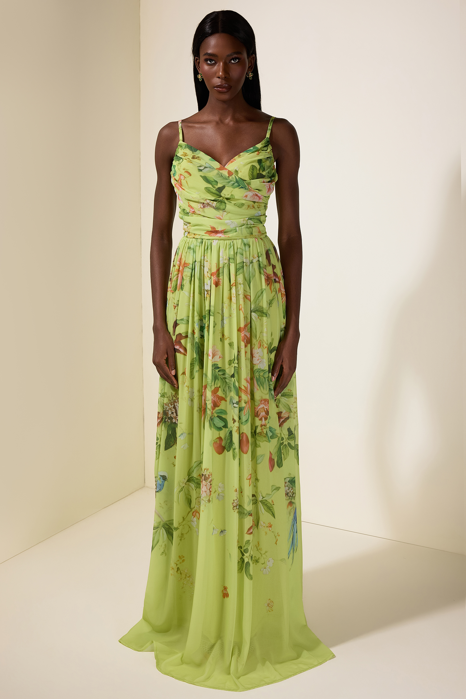 Chiffon Floral Sleeveless Maxi Dress