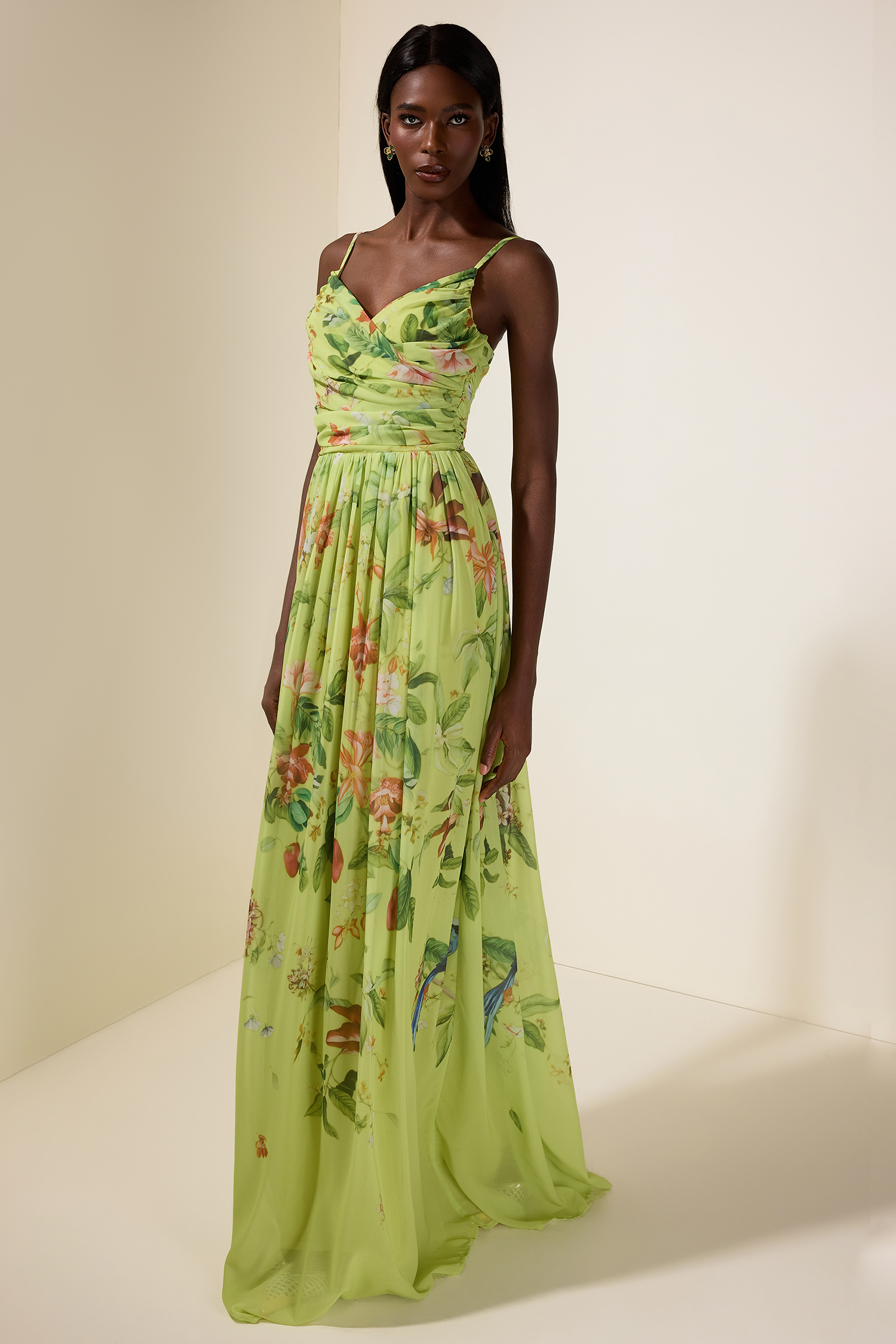 Chiffon Floral Sleeveless Maxi Dress