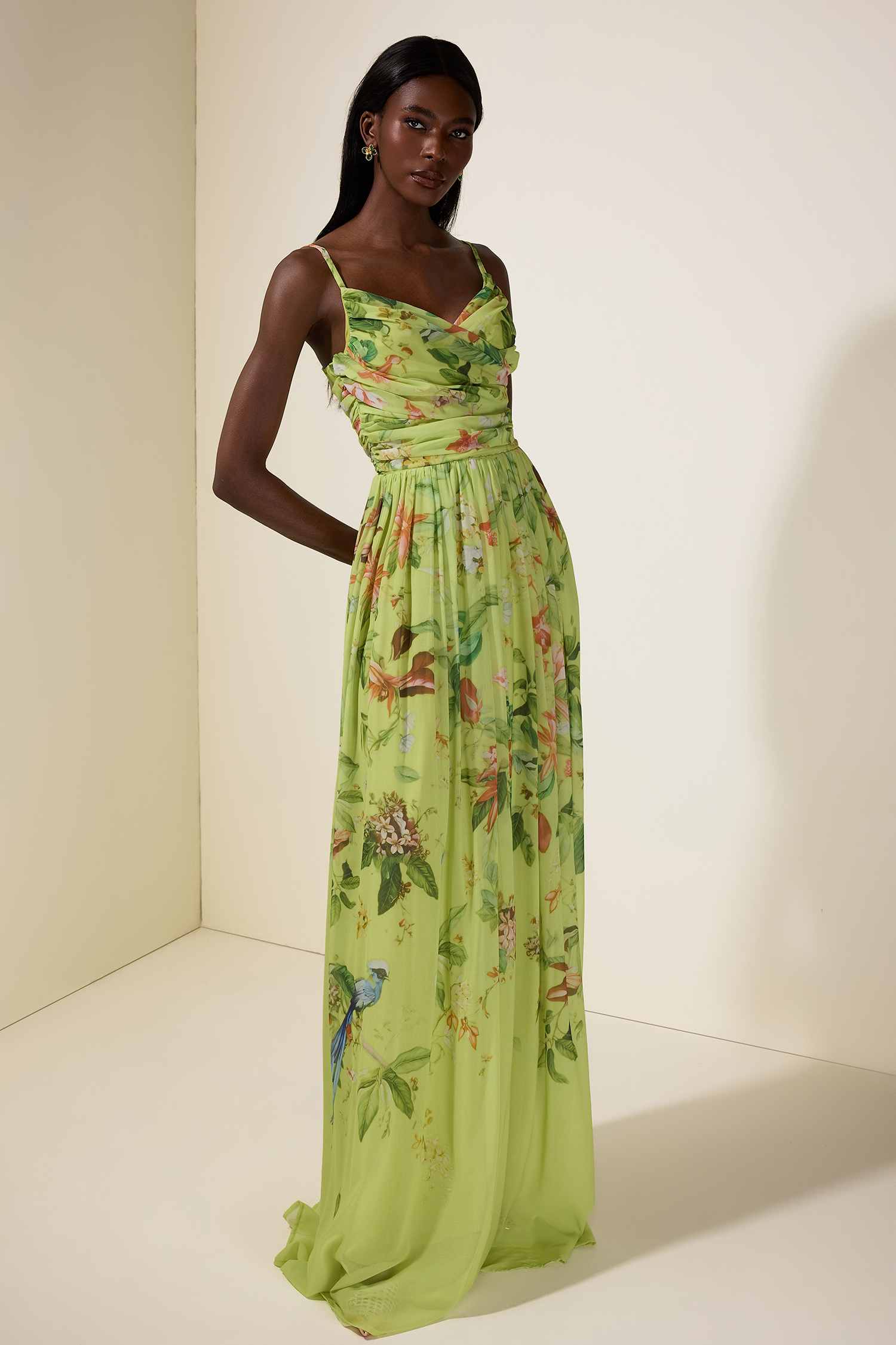 Chiffon Floral Sleeveless Maxi Dress