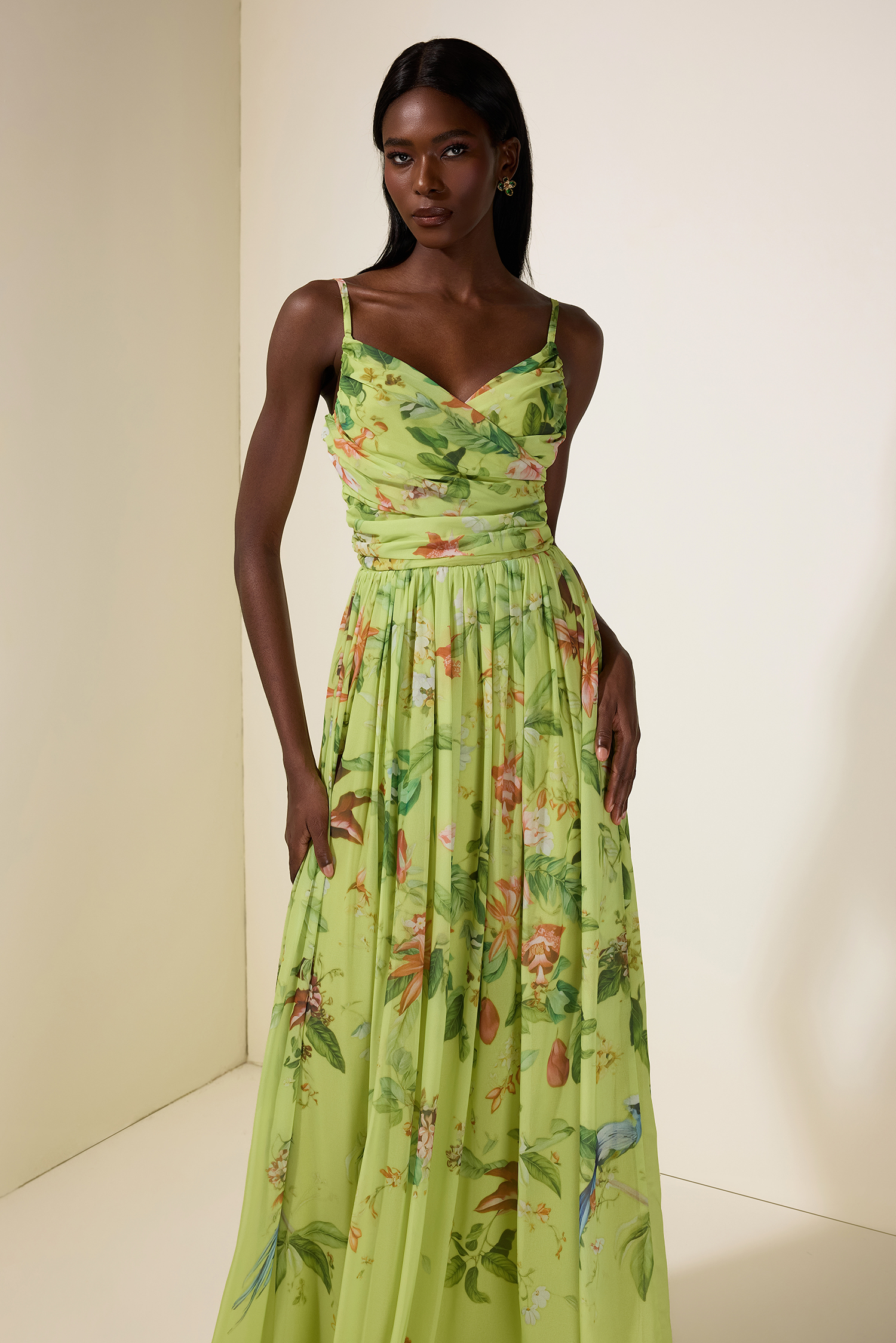 Chiffon Floral Sleeveless Maxi Dress