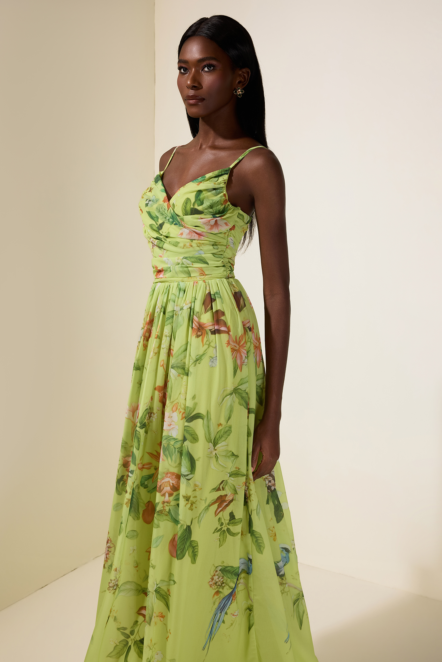 Chiffon Floral Sleeveless Maxi Dress