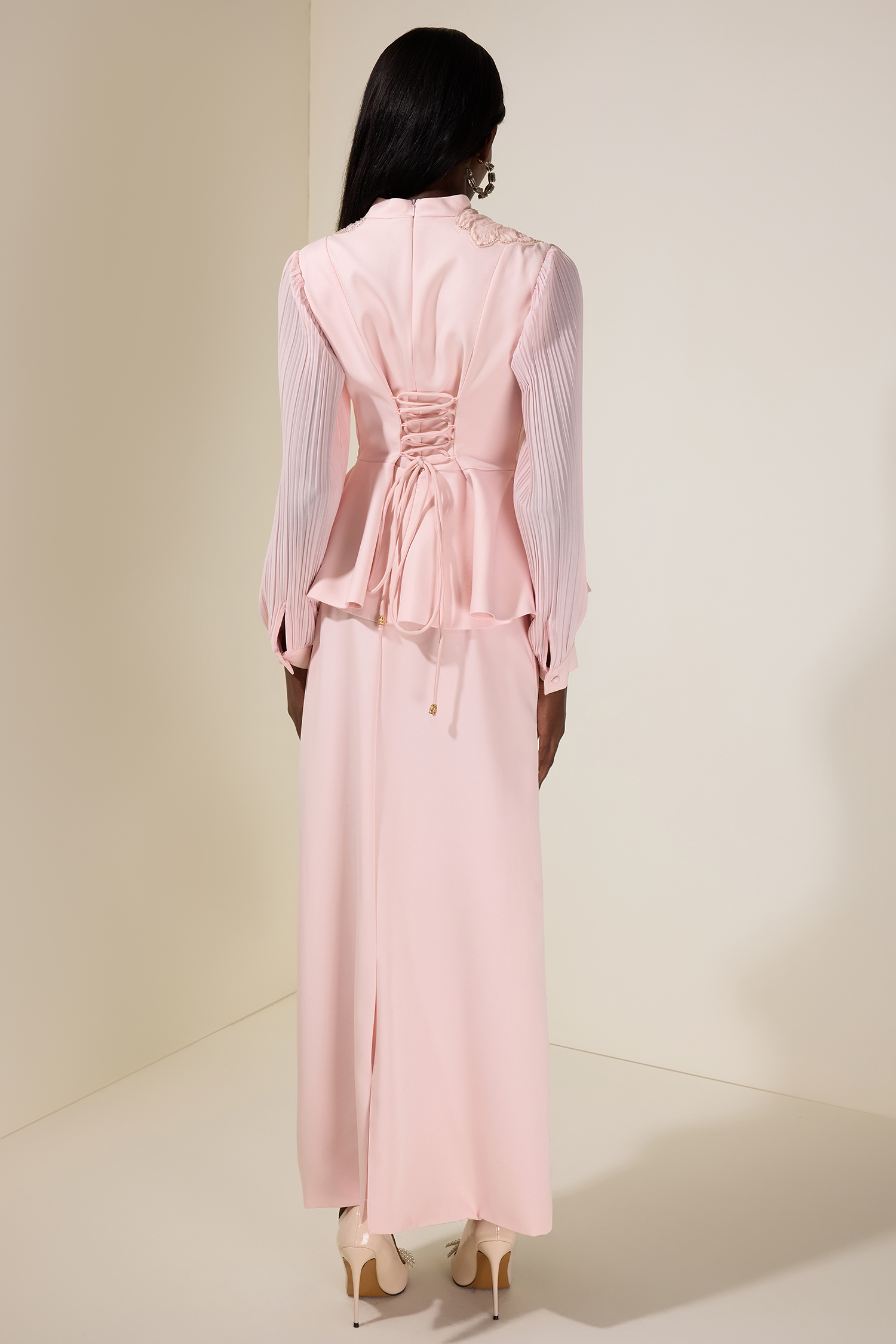 Embroidered Single Breasted Top & Midi Skirt Set