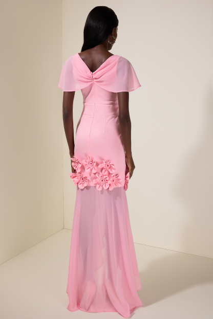 Solid 3D Flower Cut-Out Midi Dress