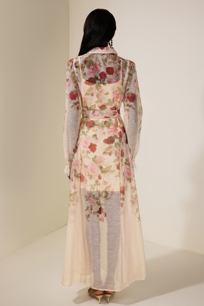 Floral Lace Midi Dress With Belt