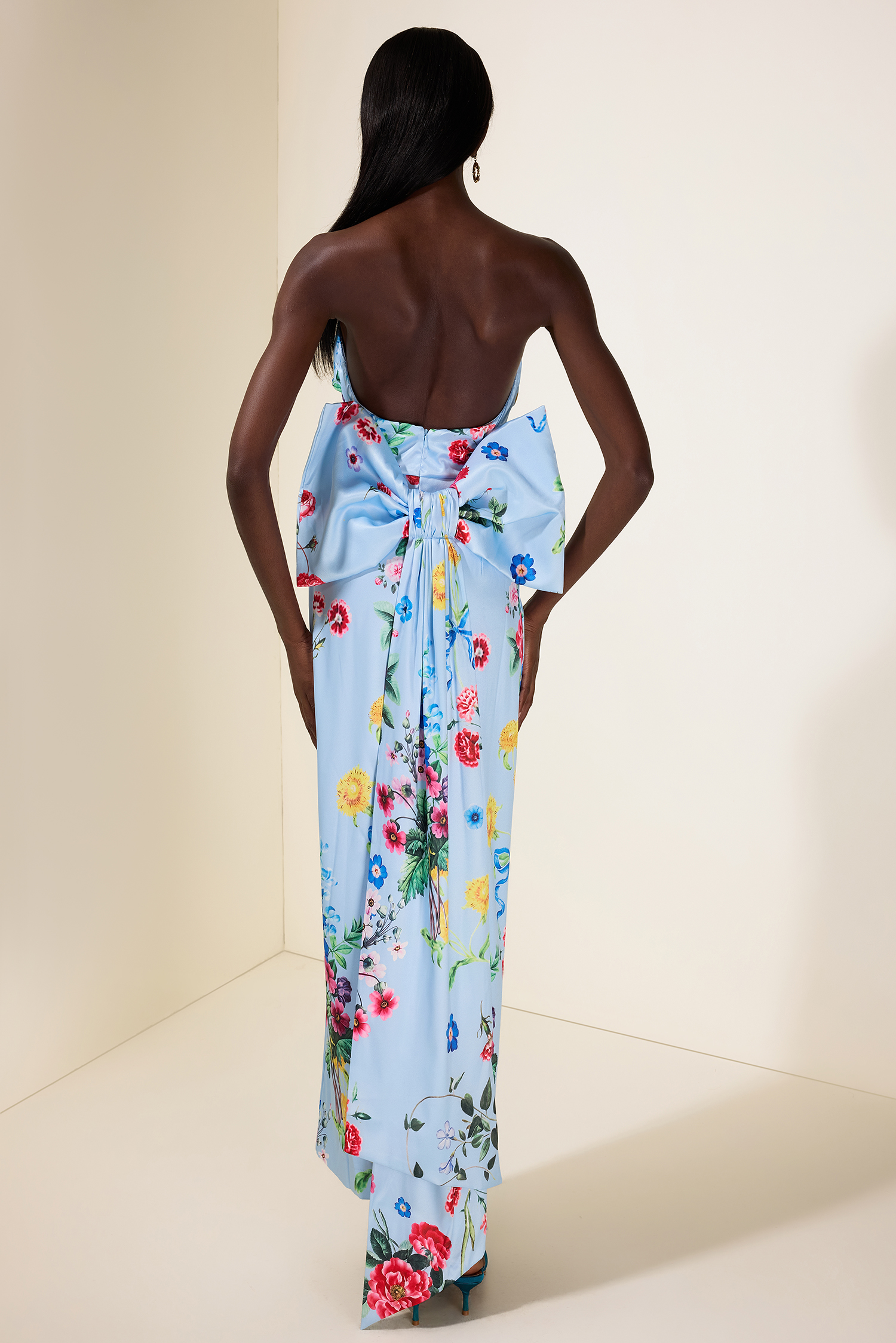 Bow Floral Off-Shoulder Midi Dress