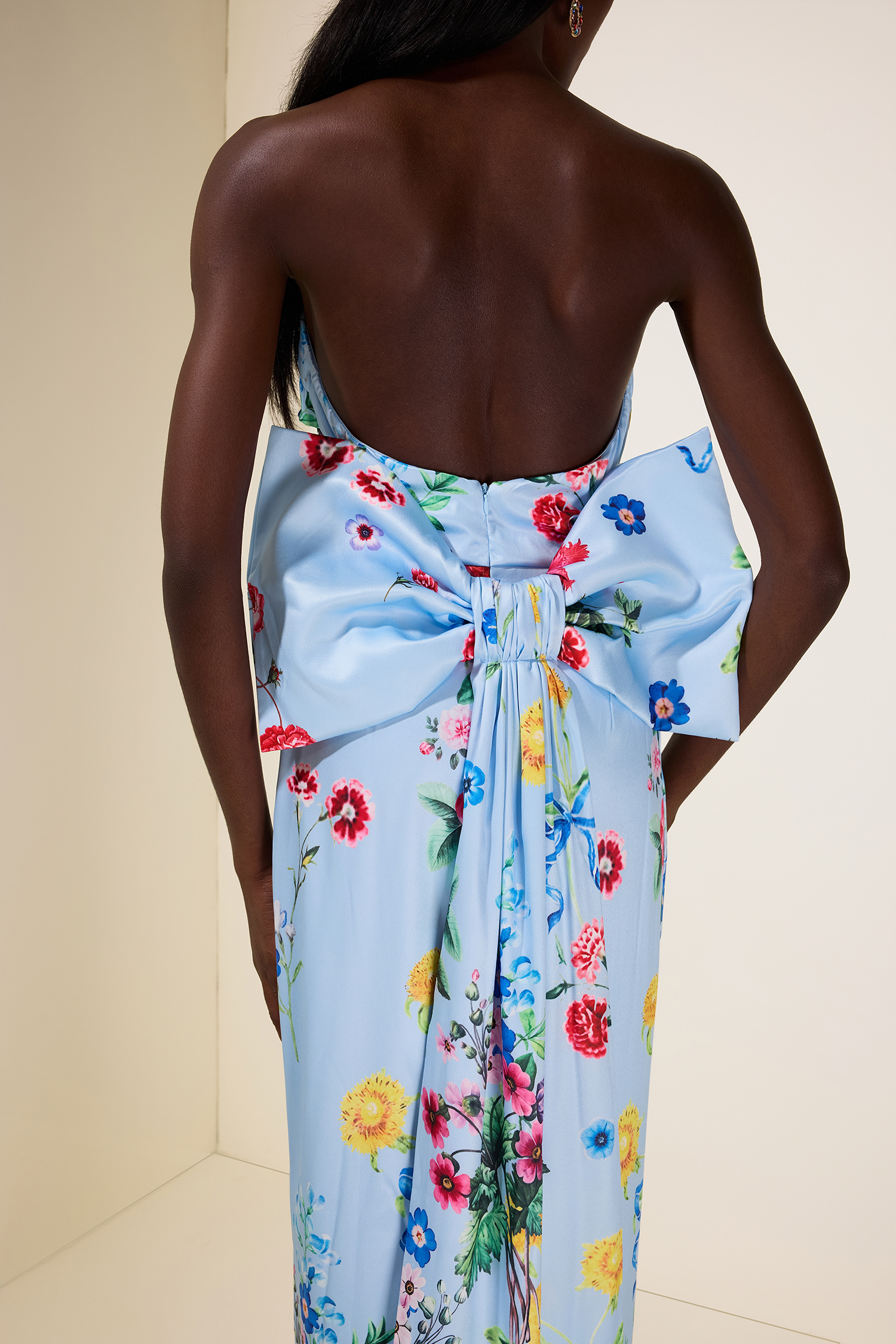 Bow Floral Off-Shoulder Midi Dress