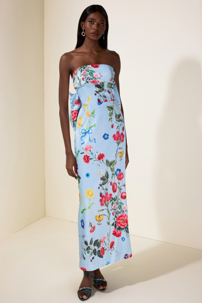 Bow Floral Off-Shoulder Midi Dress