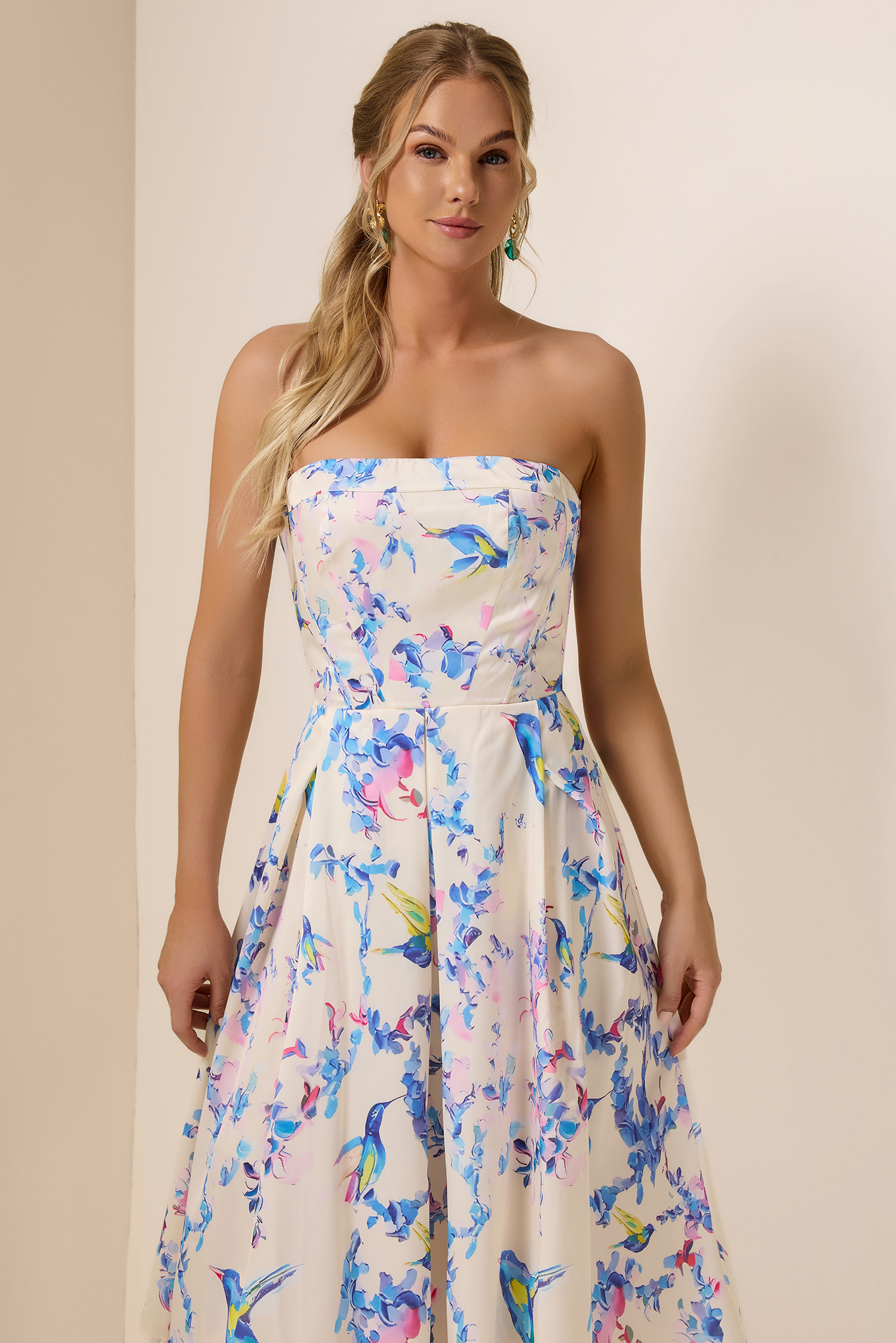 Floral Off-Shoulder Lace Up Midi Dress