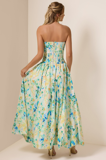 Tie Dye Pleat Split Midi Dress