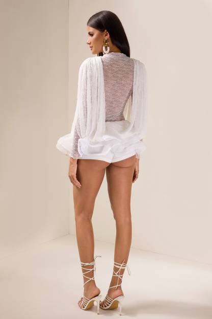 Lace Splicing Ruffle Mini Dress