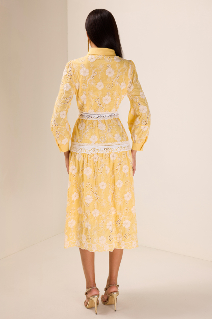 Lace Floral Flapped Midi Dress