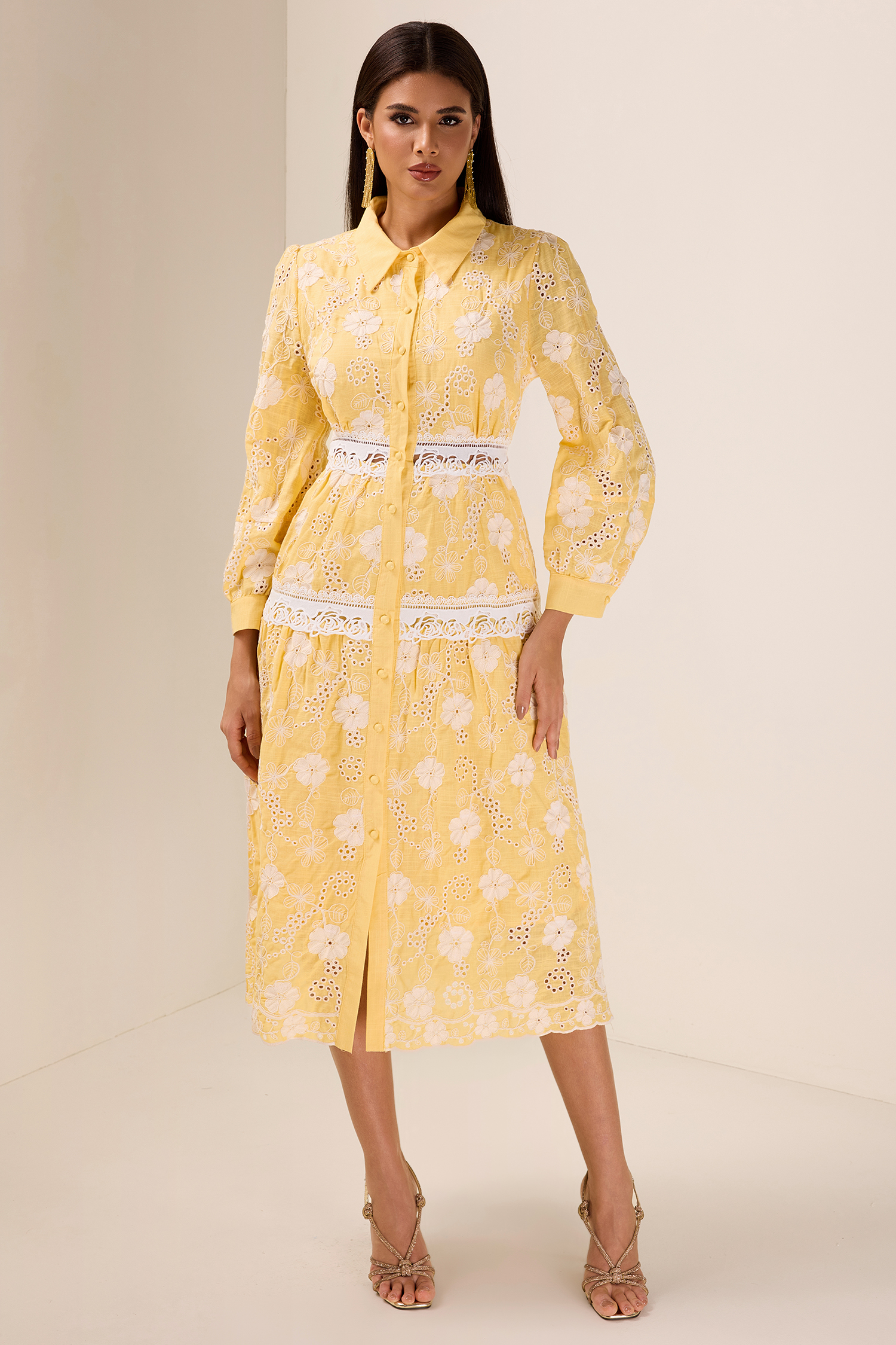 Lace Floral Flapped Midi Dress