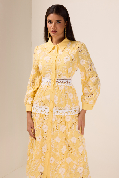 Lace Floral Flapped Midi Dress