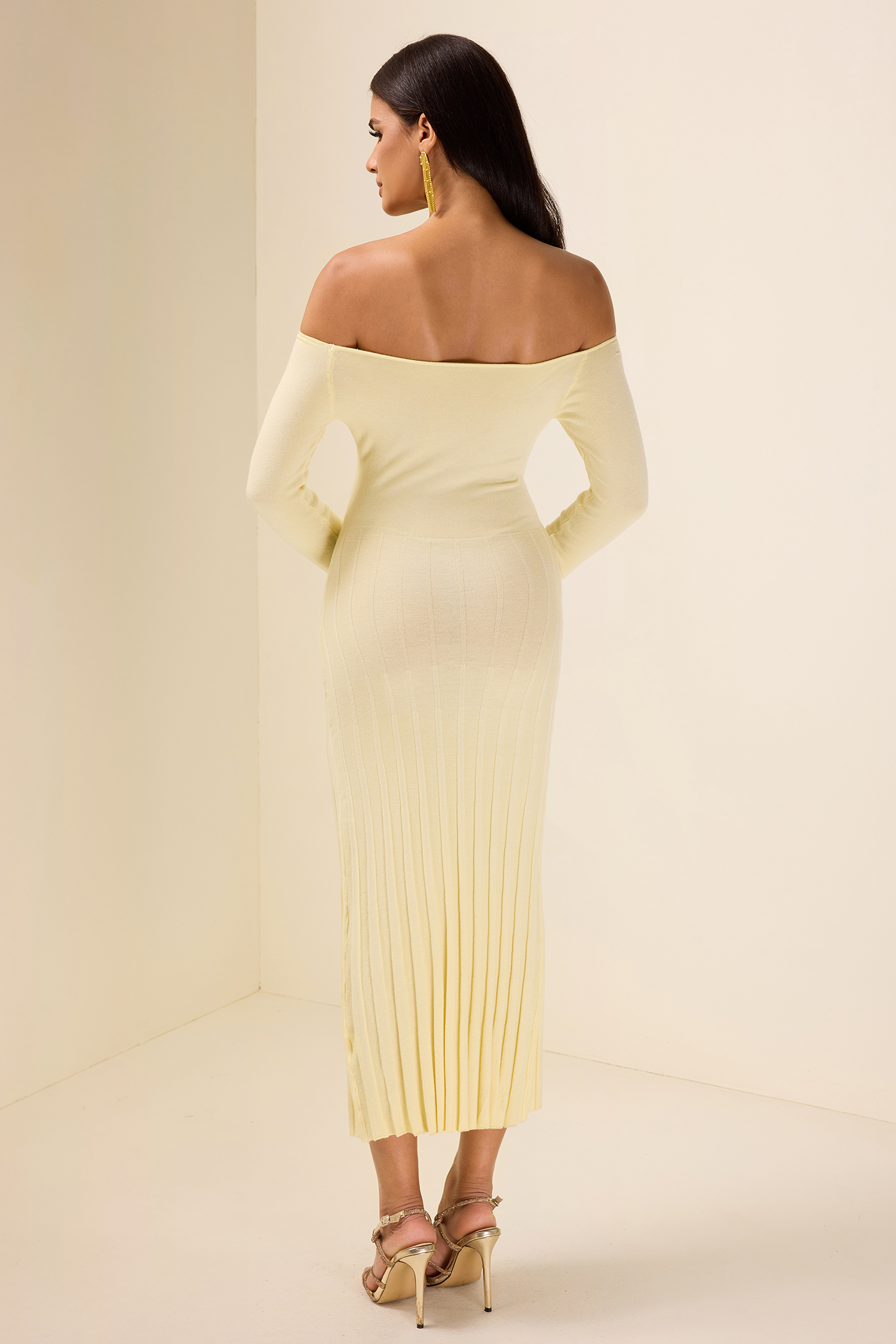 Solid Jersey Off-Shoulder Midi Dress